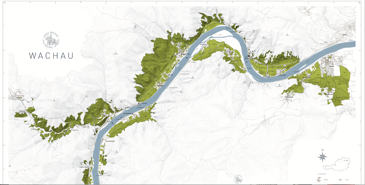 Wachau Rechteroever - Kaart Wijngaarden Wachau