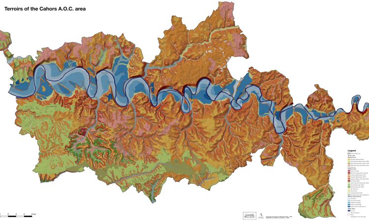 Appellation Cahors - Kaart terroirs AOC Cahors